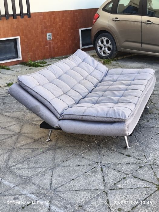 Sofá-cama cor cinza