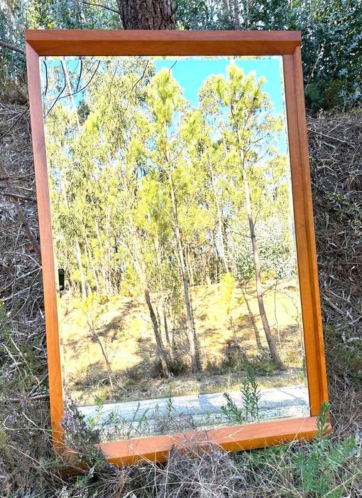 Espelho biselado com moldura em faia, medidas 164X110 cm