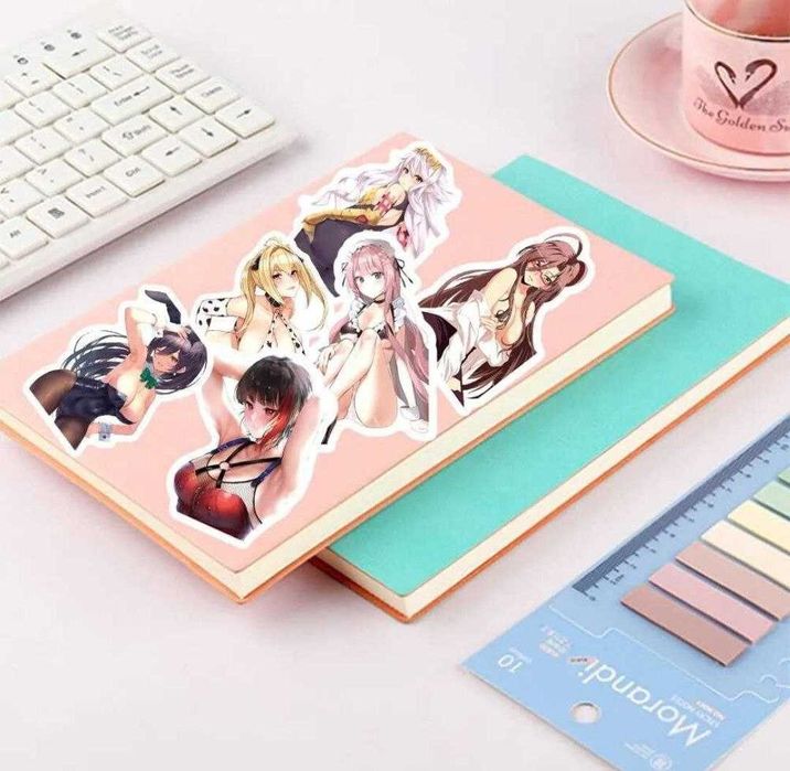 Наклейки стикеры с соблазнительными сексуальными девушками аниме 50 шт