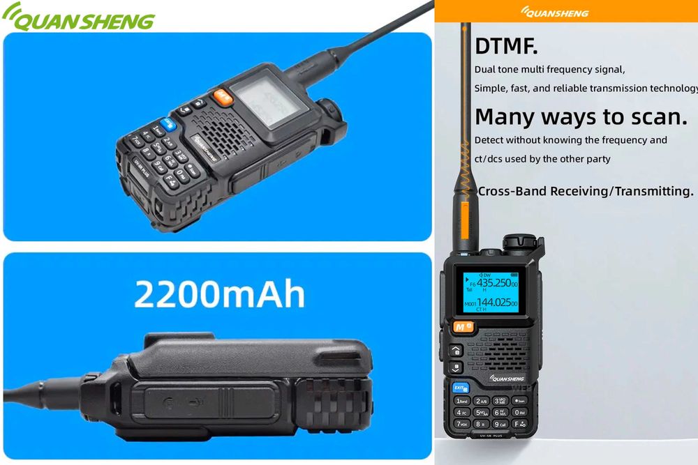 Rádio Quansheng uv5r 5W Multi Banda com receção Banda Aérea