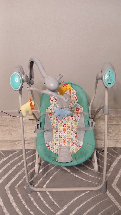 Дитяче крісло шезлонг гойдалка El Camino Sensa Circles Aqua Mint