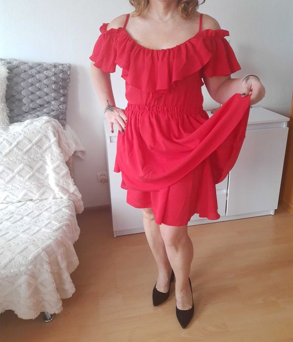 sukienka hiszpanka mini L czerwona