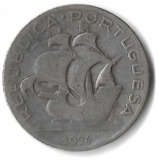 Moeda de 5.00 Escudos Prata 1934 F/BC/BC KM#581 N#4262