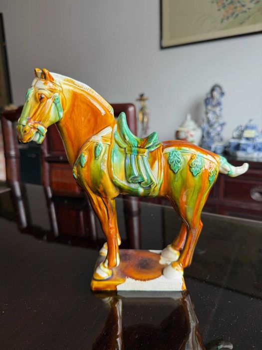 Par de Cavalos em Cerâmica Vidrada – Estilo Chinês Sancai / Tang