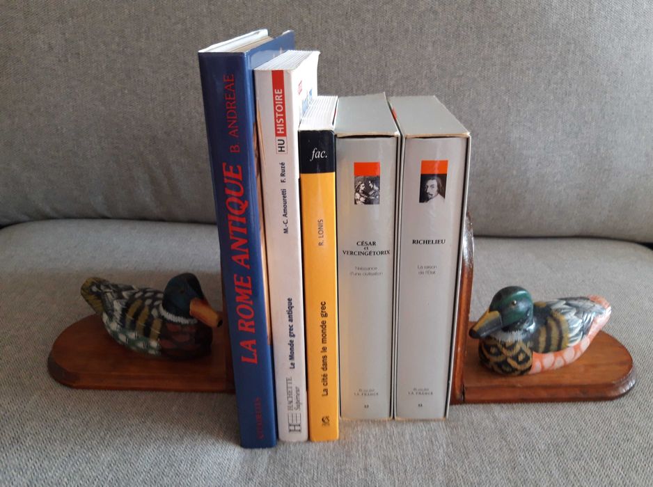 2 porta livros em madeira maciça pintado a mão