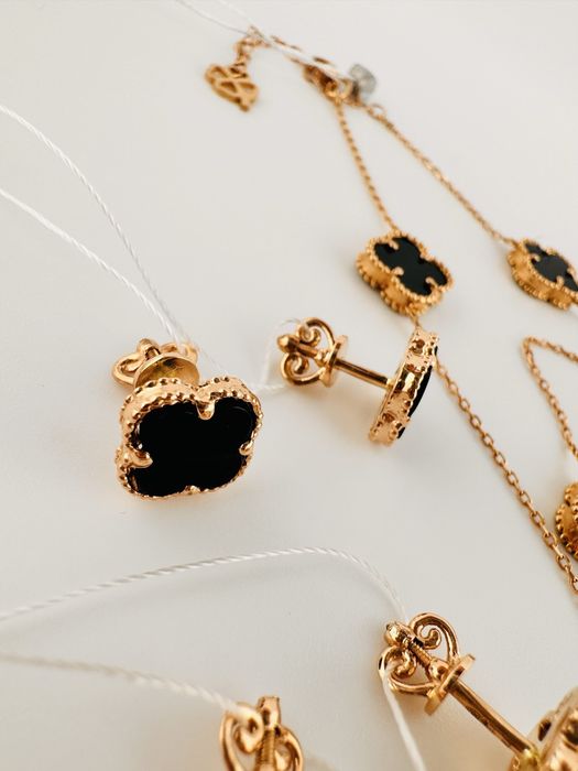 Золоті сережки нові / стиль «Van Cleef»