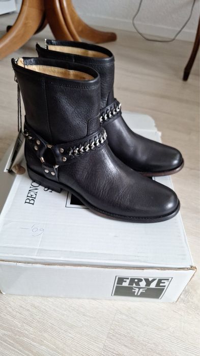 Байкерські шкіряні чоботи Frye Phillip Chain Black Moto Short Harness