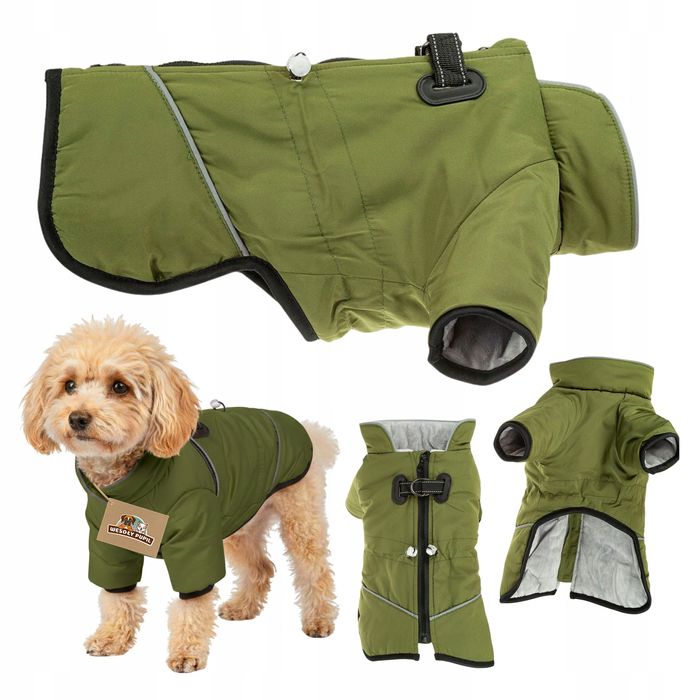 Zimowa Kurteczka Dla Psa, Ocieplana, M, Khaki