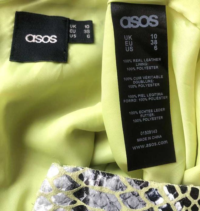 Asos spódnica skóra naturalna ,wzór pyton,wąż,snake M