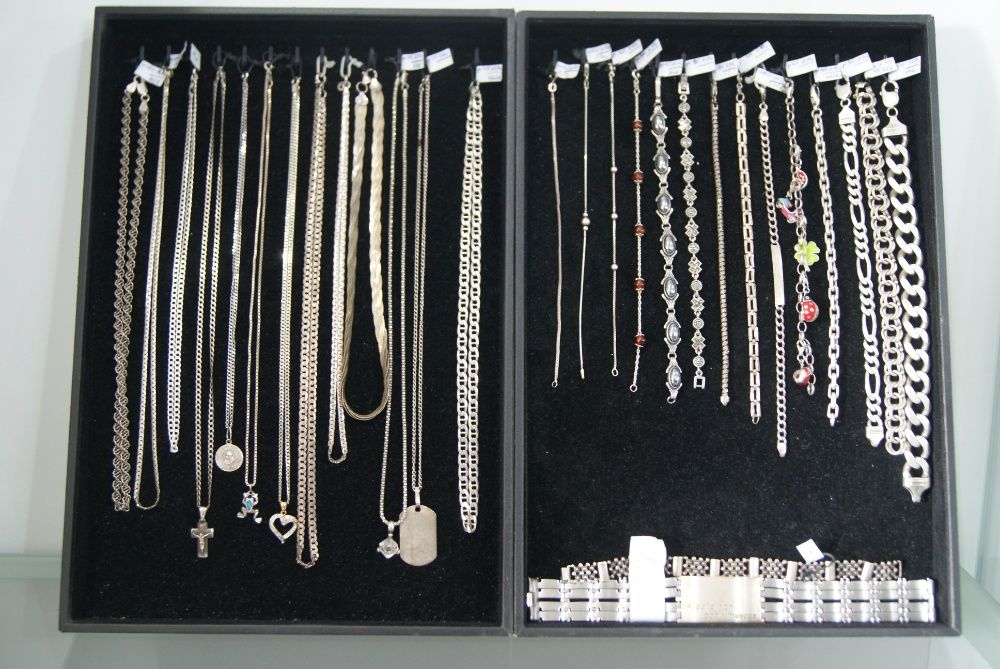 SREBRNY łańcuszek bransoletka kolczyki pierścionek Pruszcz Gdański