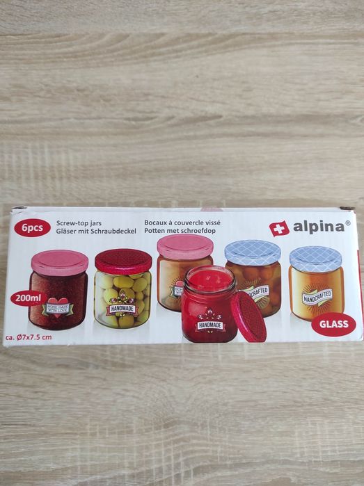 Słoiki zakręcane 6 szt Alpina 200 ml na konfitury