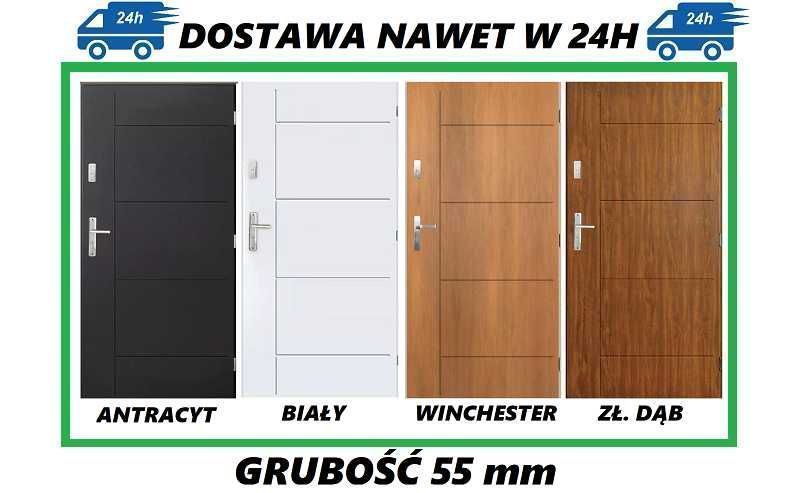 Drzwi zewnętrzne PEŁNE 80, 90 model "SWING" PRODUKT POLSKI