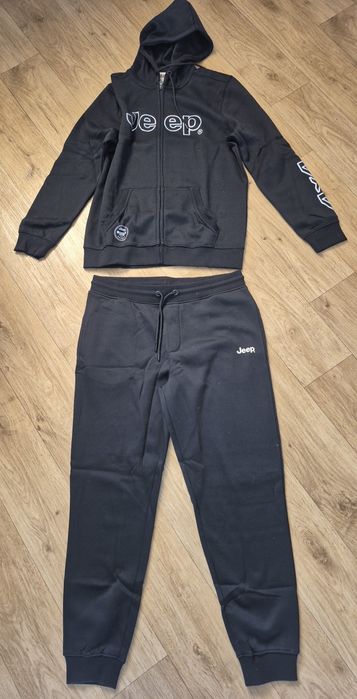 Jeep spirit dresy spodnie bluza kaptur Kieszenie czarny komplet XL