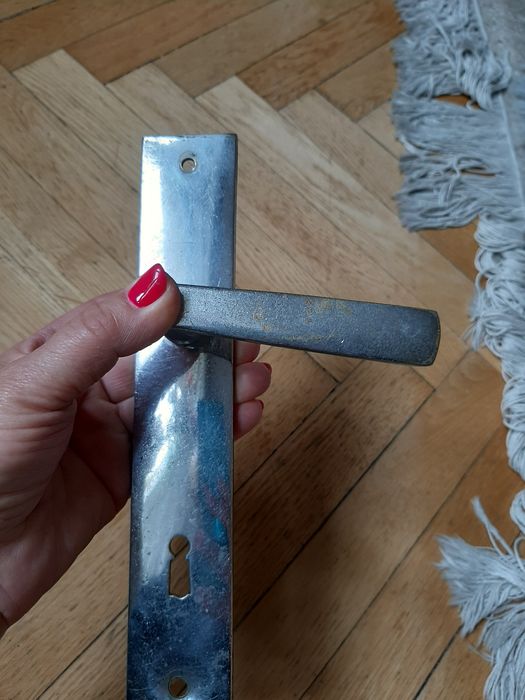 Szyld z klamką chromowany pojedynczy z PRL vintage lata 60-te