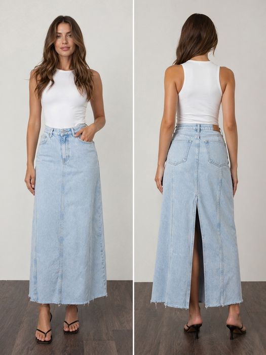 Spódnica maxi C&A jasny jeans xs / s
