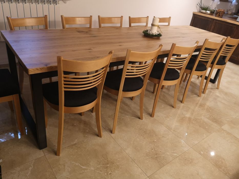 Stół drewniany dębowy loftowy nowoczesny rozkładany loft industrial