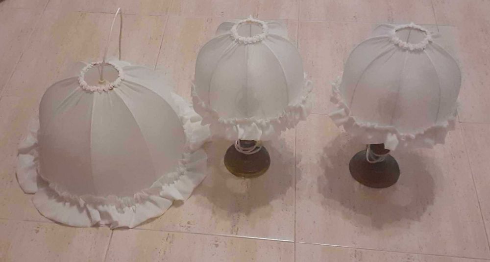 Conjunto de 2 candeeiros para mesa/cabeceira e 1 para tecto