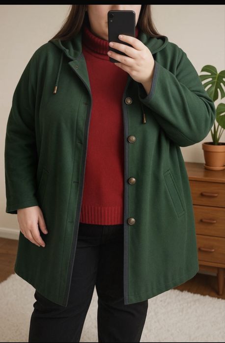 Welniany plaszcz plus size 46/48