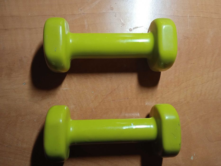 Hantle zielone 2x1kg gumowane stan bardzo dobry ciężarki hantel 1kg kilo kilogram