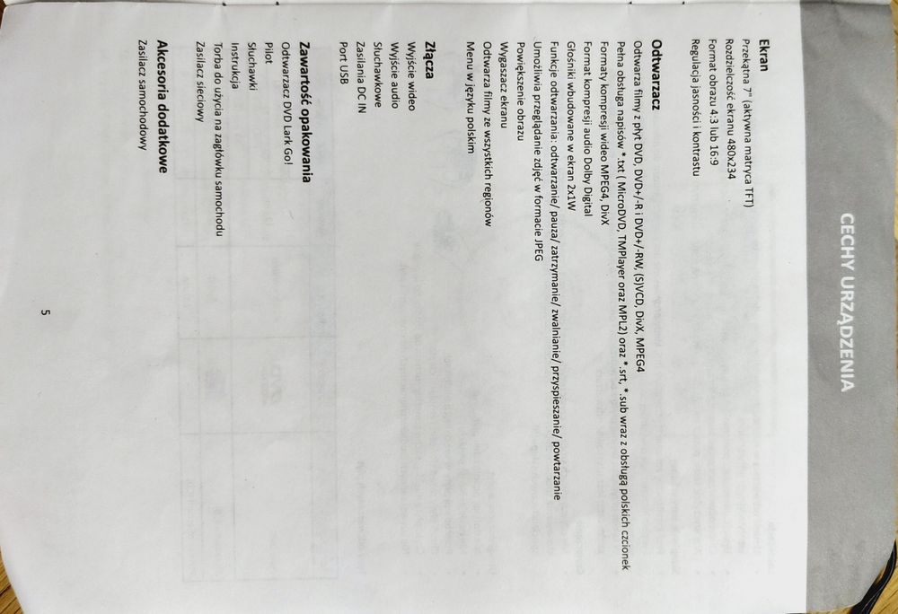 Przenośny odtwarzacz DVD lark 7 cali