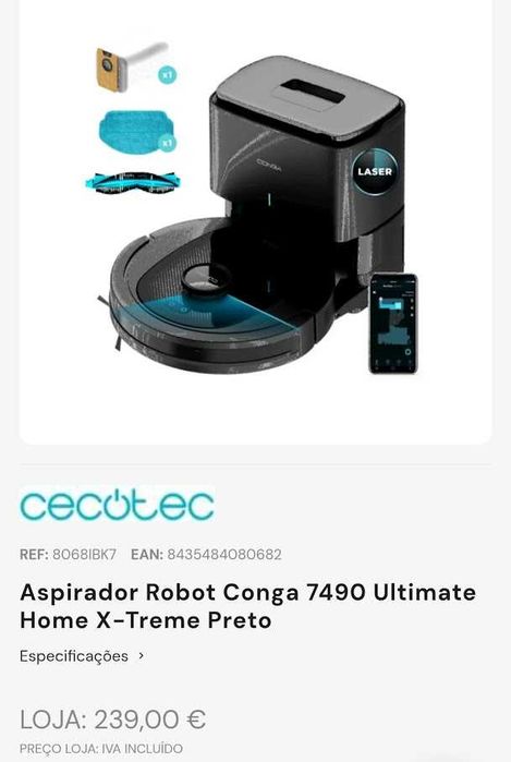 Aspirador Robot Conga 7490 Ultimate - Cecotec - quase novo