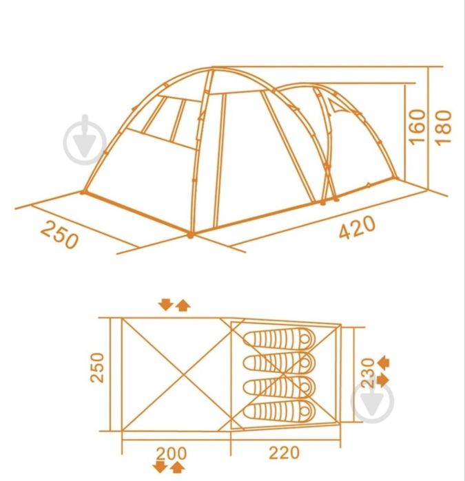 Намет 4х містний двухслойний