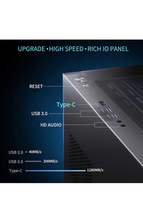 Preço Especial para Hoje e Amanhã MUSETEX ATX para PC com 6 ventoinhas ARGB PWM pré-instaladas