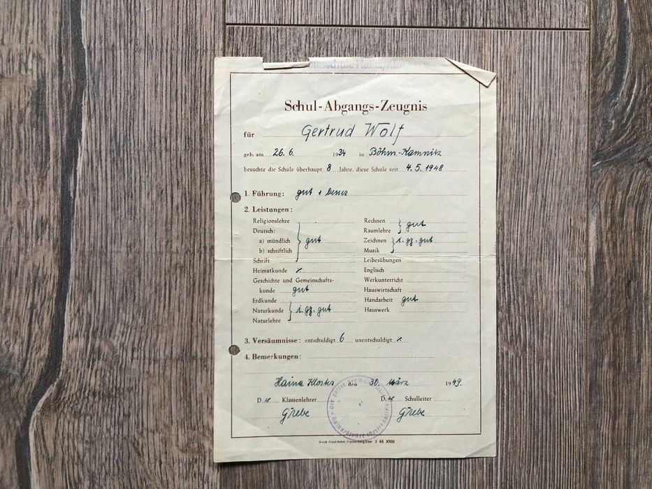 Obszerne archiwum rodzinne 1940 Sudety 1949 Kilkadziesiąt dokumentów