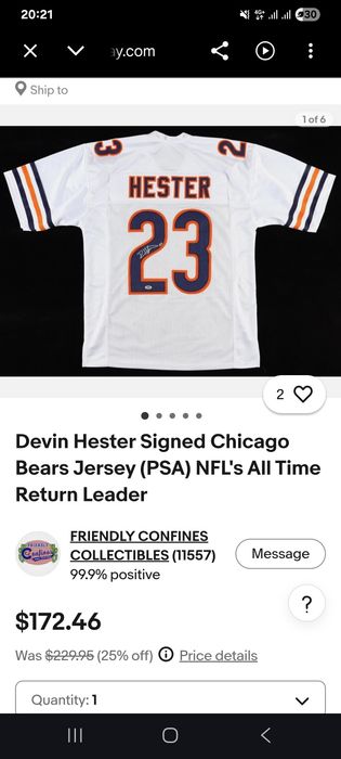 Винтажная джерси 2006 год  NFL Chicago Bears Devin Hester #23 Reebok