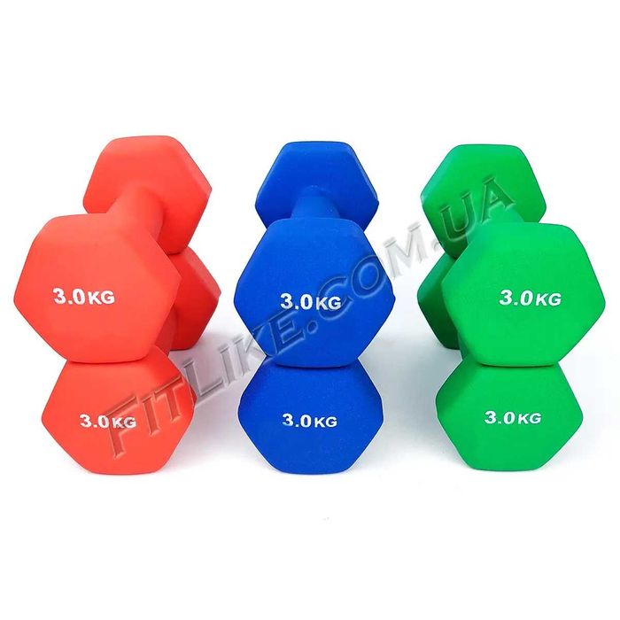 Гантелі 0,5/1/1,5/2/3/4/5кг металеві прогумовані вінілові для фітнеса