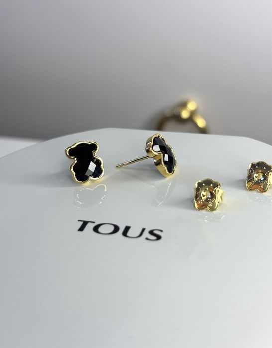 TOUS kolczyki Icon Color 1cm onyks srebro 925