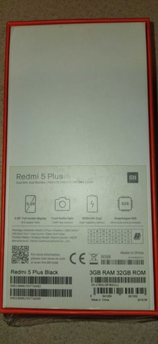 Смартфон Xiaomi Redmi 5 Plus 3/32GB  - чёрный