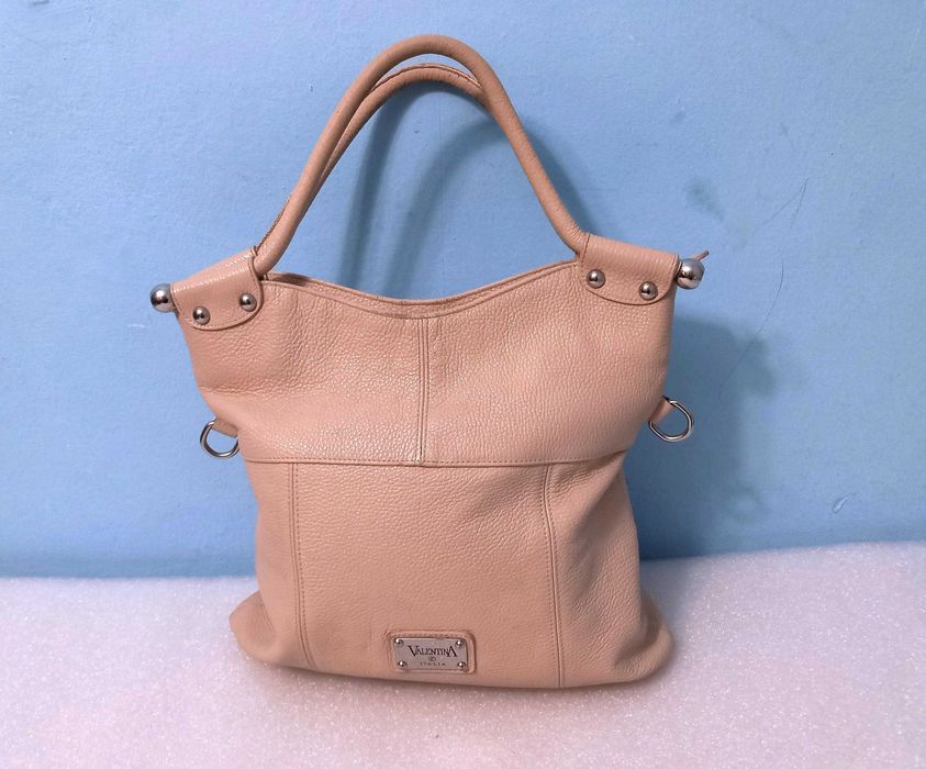 Torebka skórzana VALENTINA ITALIA skóra kremowa pojemna
