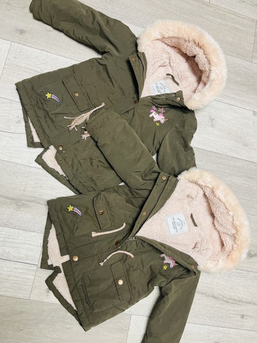 Dwie kurtki zimowe jednorożec george 98 dziewczece 122