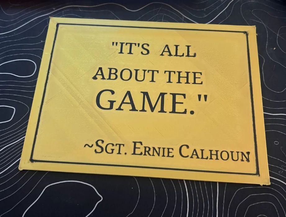 Placa "It's all about the game" VGHS