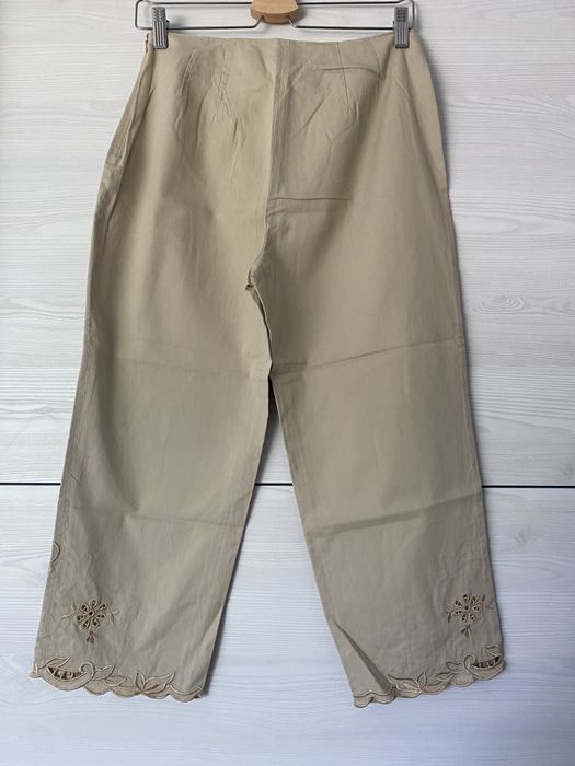 Damskie materiałowe spodnie krótsze proste nogawki wyższy stan