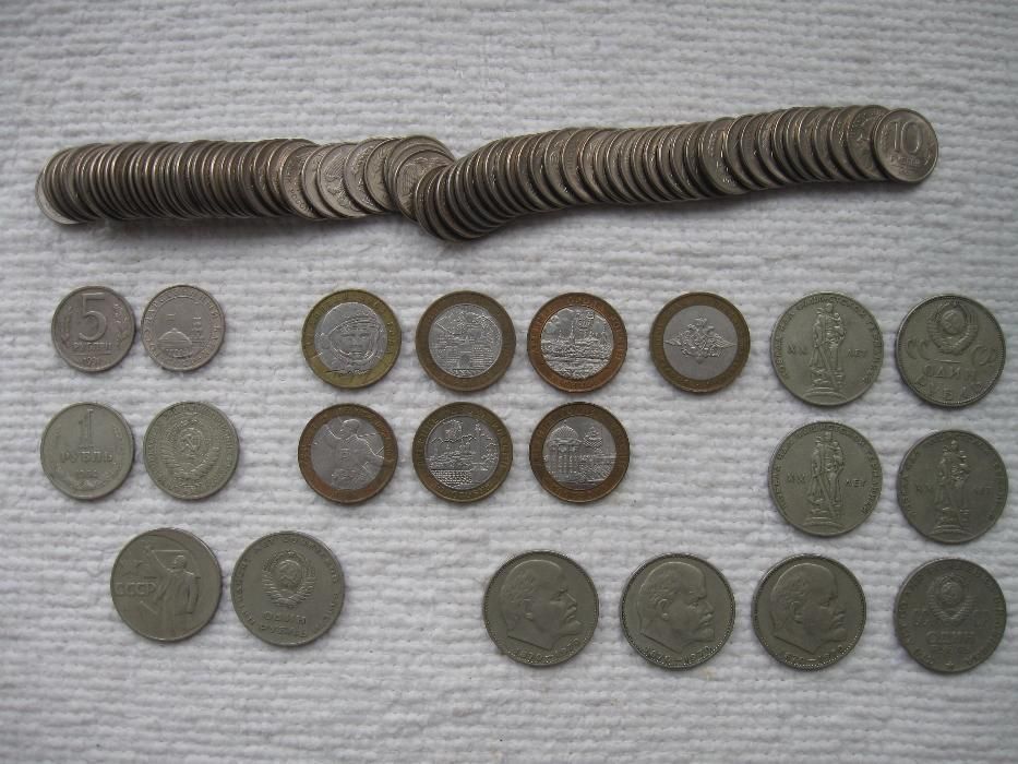 Коллекция монет- рубль копейка доллар цент жетон метро