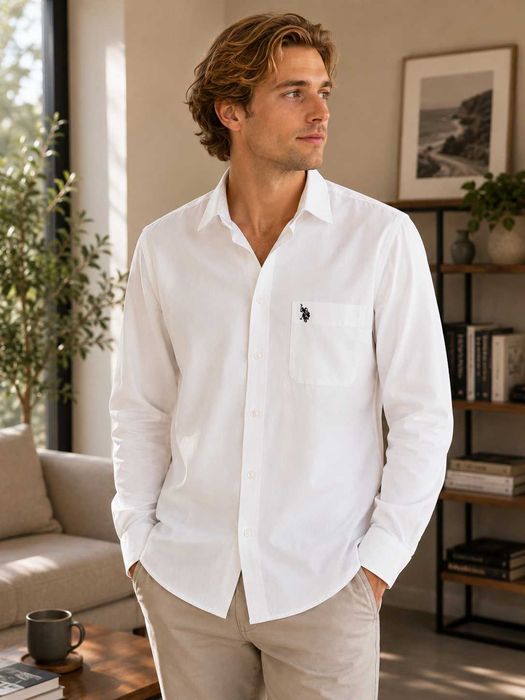 Продам білу чоловічу сорочку U.S. Polo Assn. Regular Fit