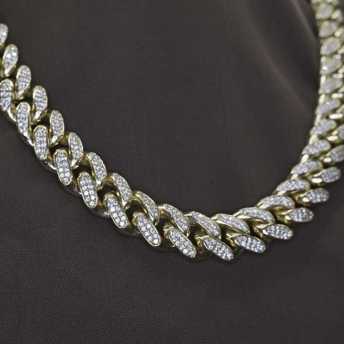 POTĘŻNY Złoty Łańcuch Męski Cuban P.750 200g 10ct Diamenty 2'000szt.