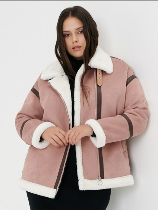 Дубленка женская М розовая