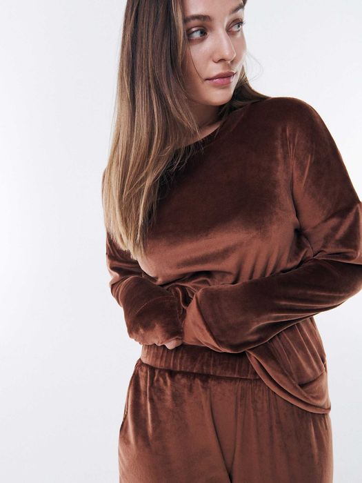 Komplet domowy/dresowy RESERVED r.M/L welur brąz, czekolada j. Nowy Dres damski