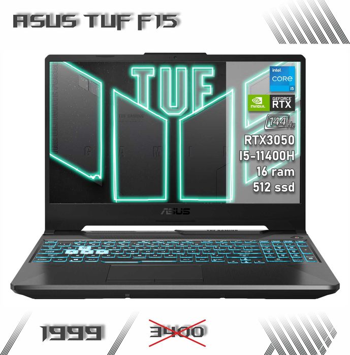 LAPTOP GAMINGOWY Asus TUF F15 RTX 3050 i5-11400H 144 hz