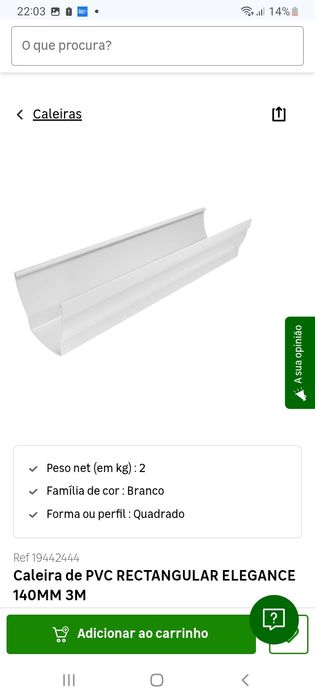 Caleiras pvc elegance