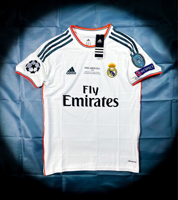 S) Sergio Ramos #4 Real Madryt Nowa Biała Vintage Jersey 2014/15