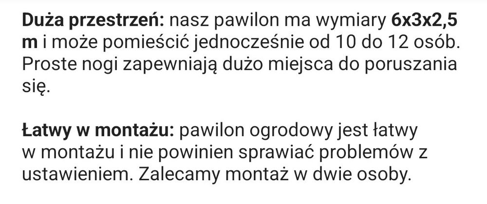 Pawilon ogrodowy weselny imprezowy