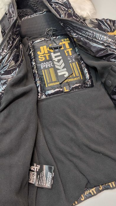 Пуховик JACK1T чорно-золотий з хутром M L