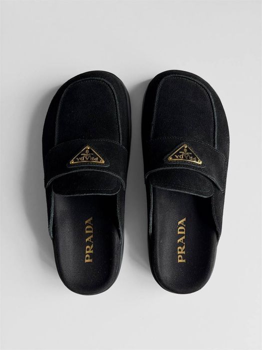 Мюли Прада черные Prada высокие