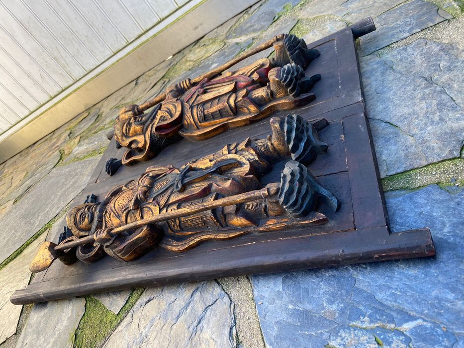 Portas Talhas Chinesas Templo Madeira entalhada China Séc XIX 69 cm