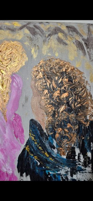 Pintura  "Raparigas num Passeio", Iryna Lyashenko, Tela 50 x 70, Acríl