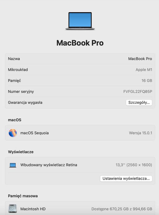 Apple MacBook Pro 13 M1 16GB 1TB Touch Bar | BOX | 92% baterii